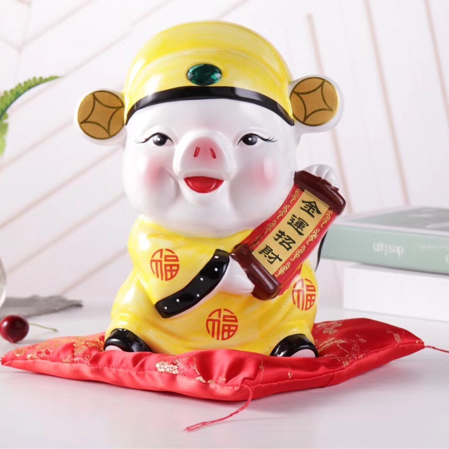 창조적 인 성격 행운의 돼지 선물 가게 선물 장식 가정 저축 돼지 년 부의 신 돼지 귀여운 공예