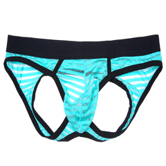Men's Sexy Triangular Striped Low-Waist Backless Panties with U-shaped Labia, Direct Manufacturer Sales, Dropshipping One Piece