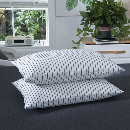 Unprinted pure cotton single pillowcase, Japanese knitted Tianzhu cotton pillowcase, simple cotton striped comfortable pillowcase, one pair
