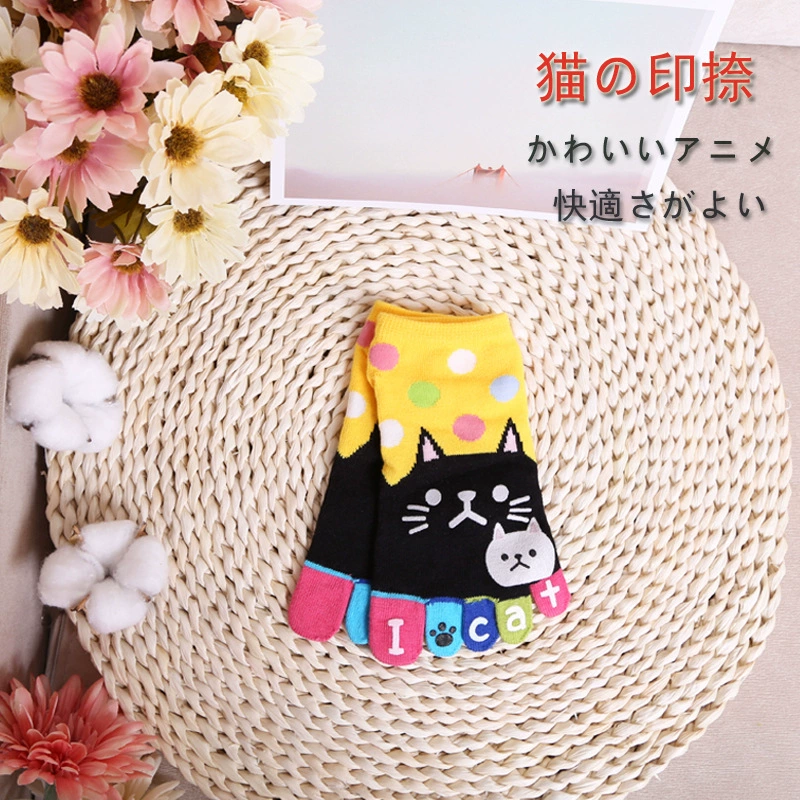 Пальчиковые носки оптом хлопковые носки оптом для Taobao Tmall милый рисунок кота мультфильм пять пальцев носки