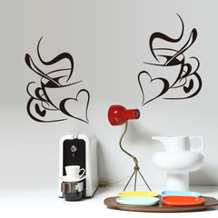 New Arrival Foreign Trade Wall Stickers: A Pair of Heart-Shaped Coffee Cups—Perfect Decor for Bedrooms and Living Rooms | Customizable & Wholesale Options