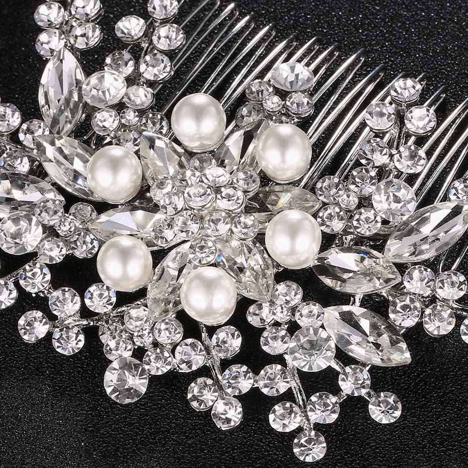 Hot Selling Fashion Bridal Hair Comb Pearl Rhinestone Hair Comb Insert Comb display picture 5