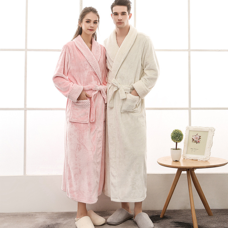 22 New Styles of Bathrobes for Women, Autumn and Winter Flannel Couple's Robes, Extra Long and Thick Mink Coral Fleece Pajamas with Long Sleeves