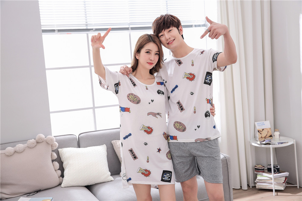 Cute Casual Style Short Sleeves Round Collar Polyester Lover’s Clothes Pajamas display picture 45