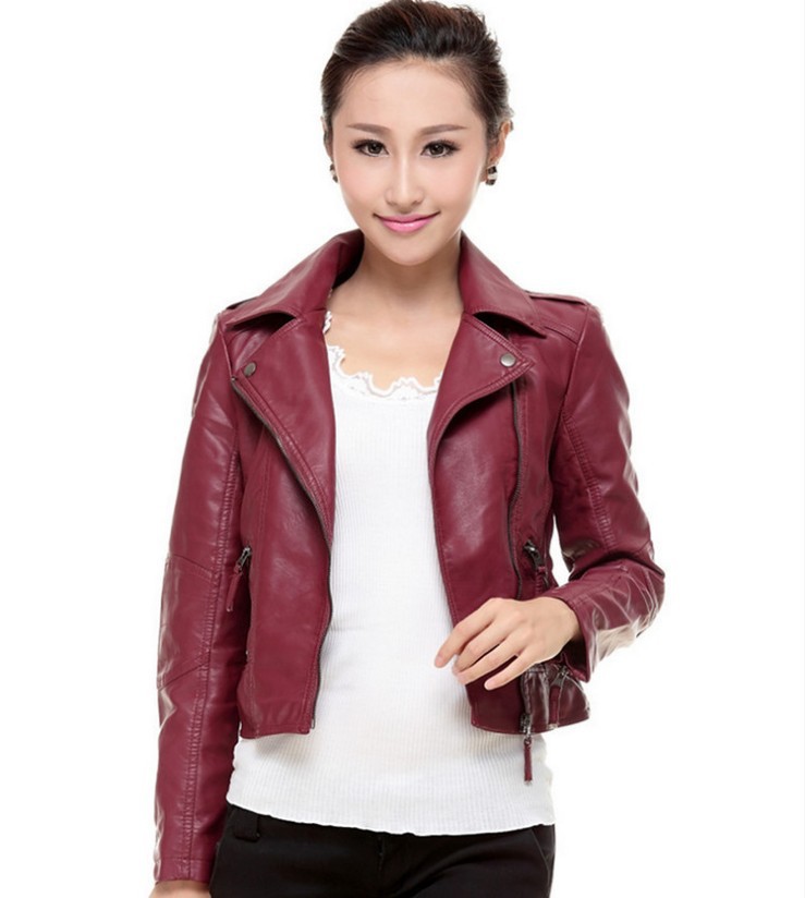 新款女式外套欧美风女装皮衣 斜拉链机车皮衣短秋款女式皮衣批发