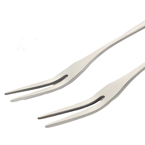 Stainless steel fruit fork Western dessert spoon two-tine fork cake fork new Korean fruit pick tableware laser