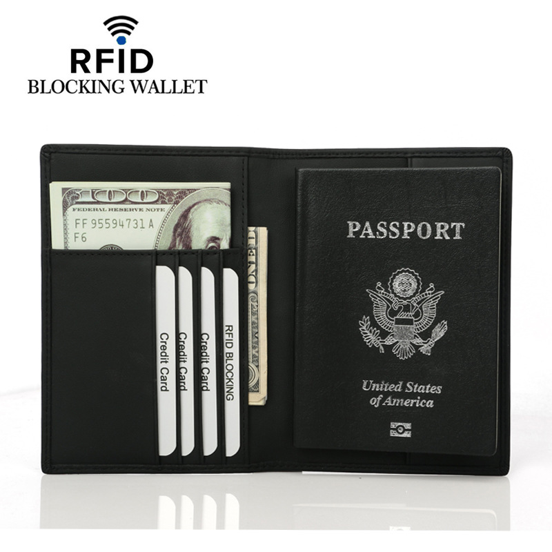 2020头层牛皮登机卡皮夹护照本 新款RFID牛皮护照夹钱包 护照包