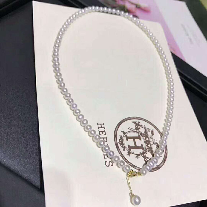 海心珠宝公主链 4-5mm正圆强光调节扣尾部珍珠点缀 淡水珍珠18k金