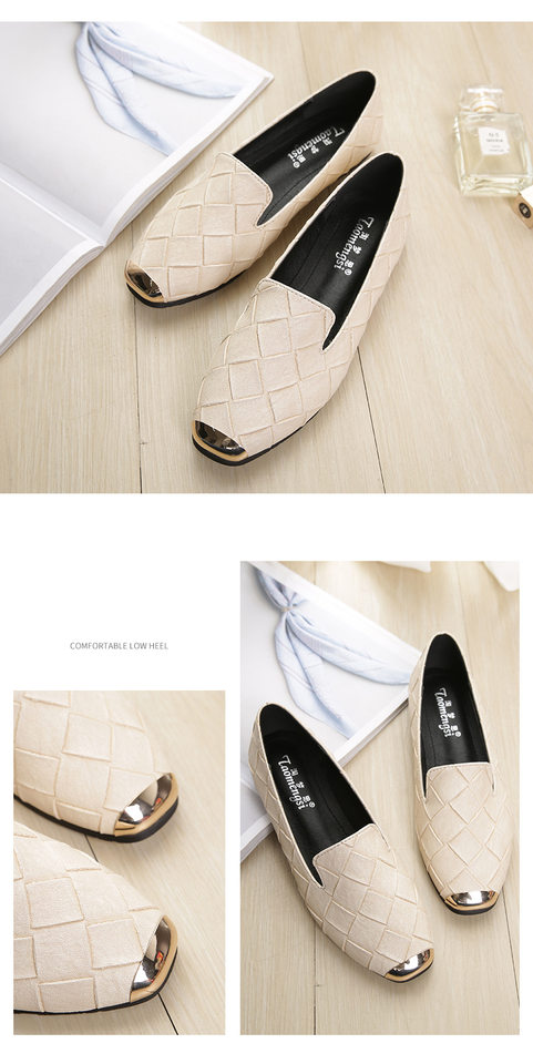 Giày lười nữ mũi vuông đế bệt thấp 1-3 cm, giày dệt trơn kiểu slip-on cỡ lớn — Màu đen chi tiết 15