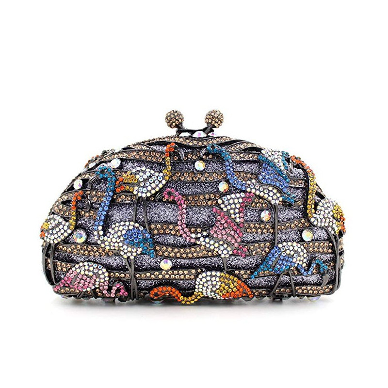 Túi clutch nữ đính đá kim cương cầm tay dự tiệc — Màu xanh lam, Ảnh tùy chỉnh được Cá nhân hóa, Màu xám