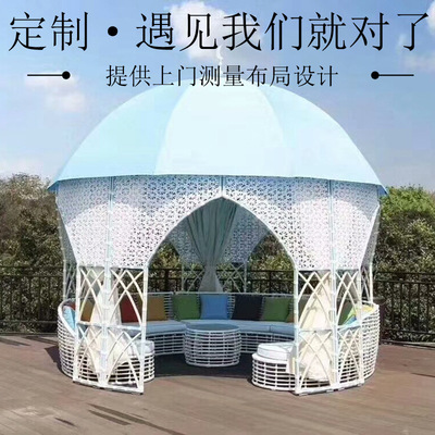 顺煌户外露天藤桌椅沙发茶几定制酒店度假村别墅庭院创意藤编家具