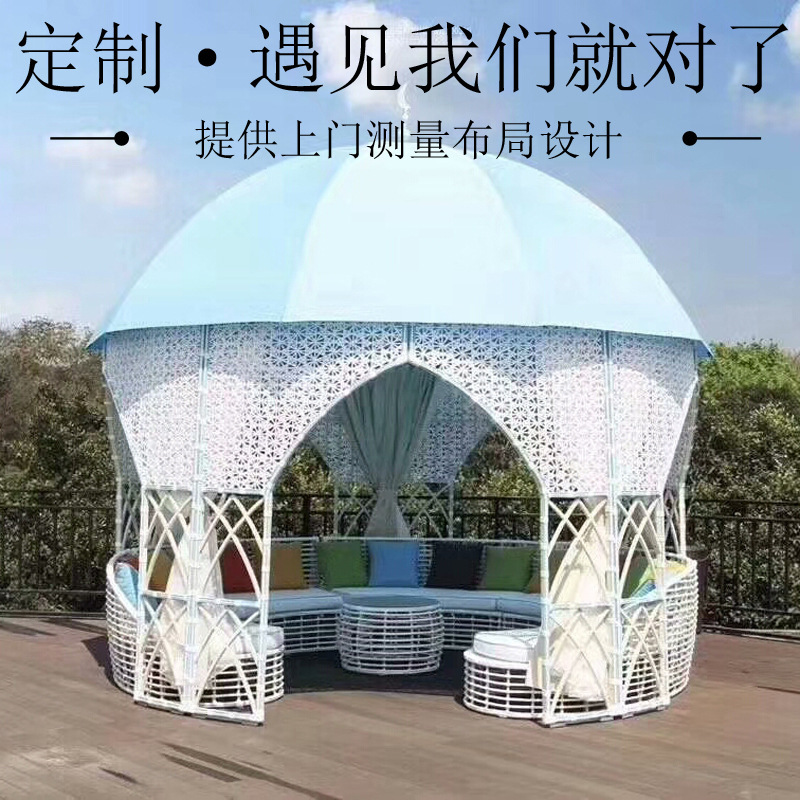 顺煌户外露天藤桌椅沙发茶几定制酒店度假村别墅庭院创意藤编家具
