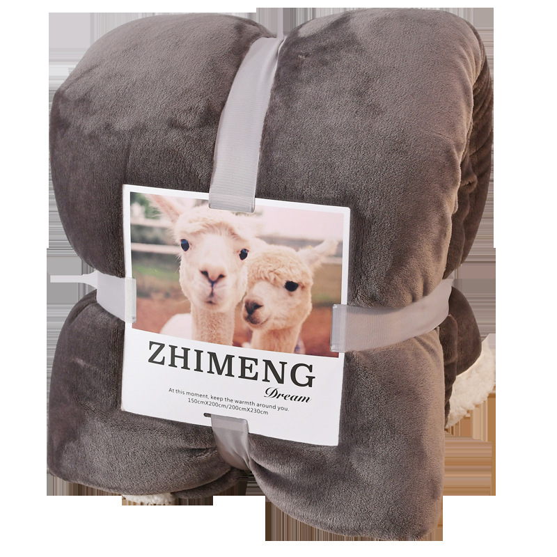 Venta directa de fábrica Manta de lana de cordero de doble capa Manta de lana de coral gruesa Manta de lana polar personalizada Impresión personalizada LOGO