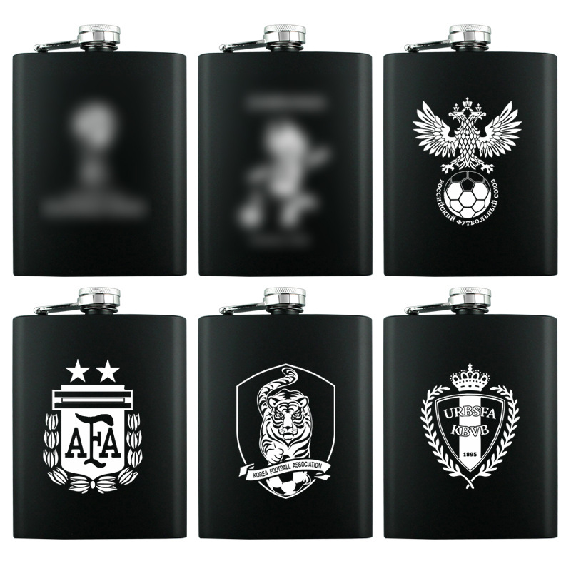 世界杯周邊球迷用品國家隊隊徽LOGOWish亞馬遜不鏽鋼8oz盎司酒壺