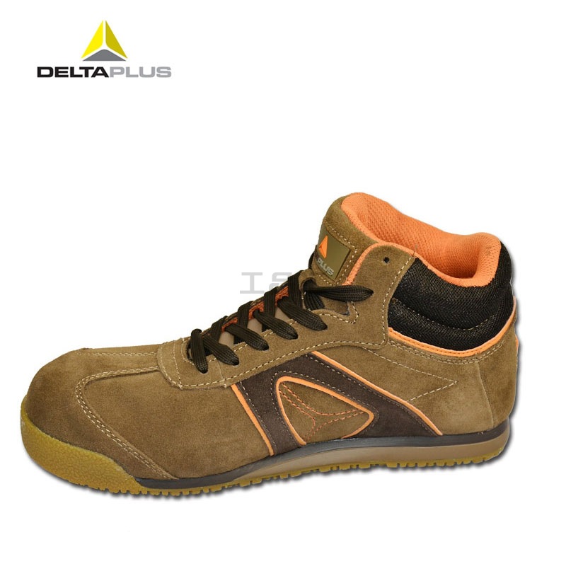 代尔塔 DS系列中帮翻毛皮S1P安全鞋；301343-米色-42