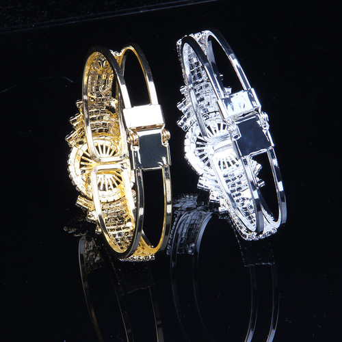 Brand New Zirconia Full Diamond Stainless Steel Open Bracelet, Women's Korean Style Accessory, New Arrival on E-commerce