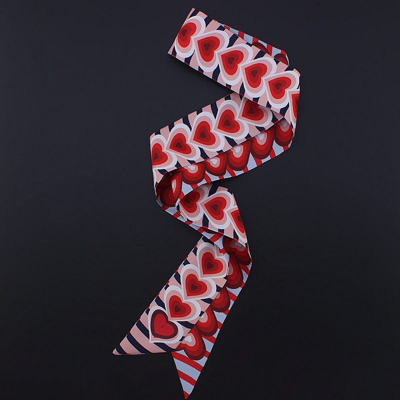 120cm Langer Damenschal Seiden-Stirnband Modisches Bandana Taschenband Accessoire Haarschal Dekoratives Seidenband für Frauen – Detail 3