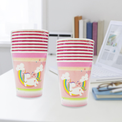 children Unicorn unicorn theme Pink birthday party disposable printing Drink Cup paper cup 8