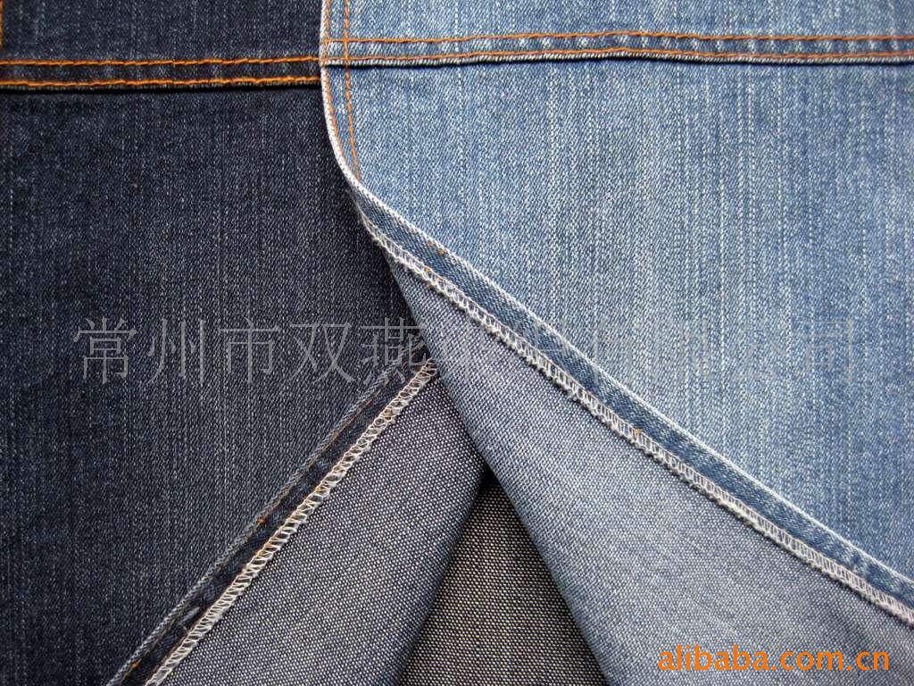 【厂家直销】供应11.6OZ蓝黑竹节棉涤彩丝半弹牛仔布（SY275-3#）