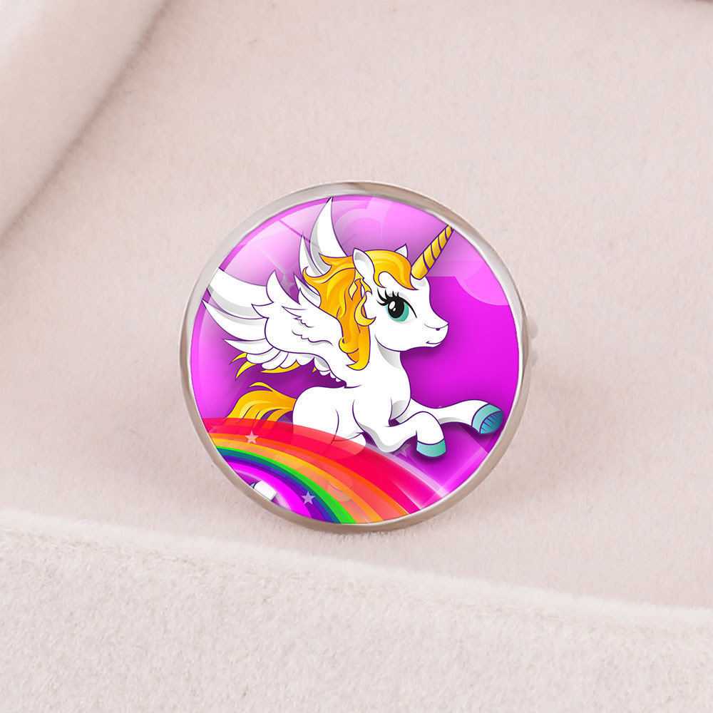 New Accessories Unicorn Time Gemstone Opening Adjustable Metal Ring Children's Cartoon display picture 2