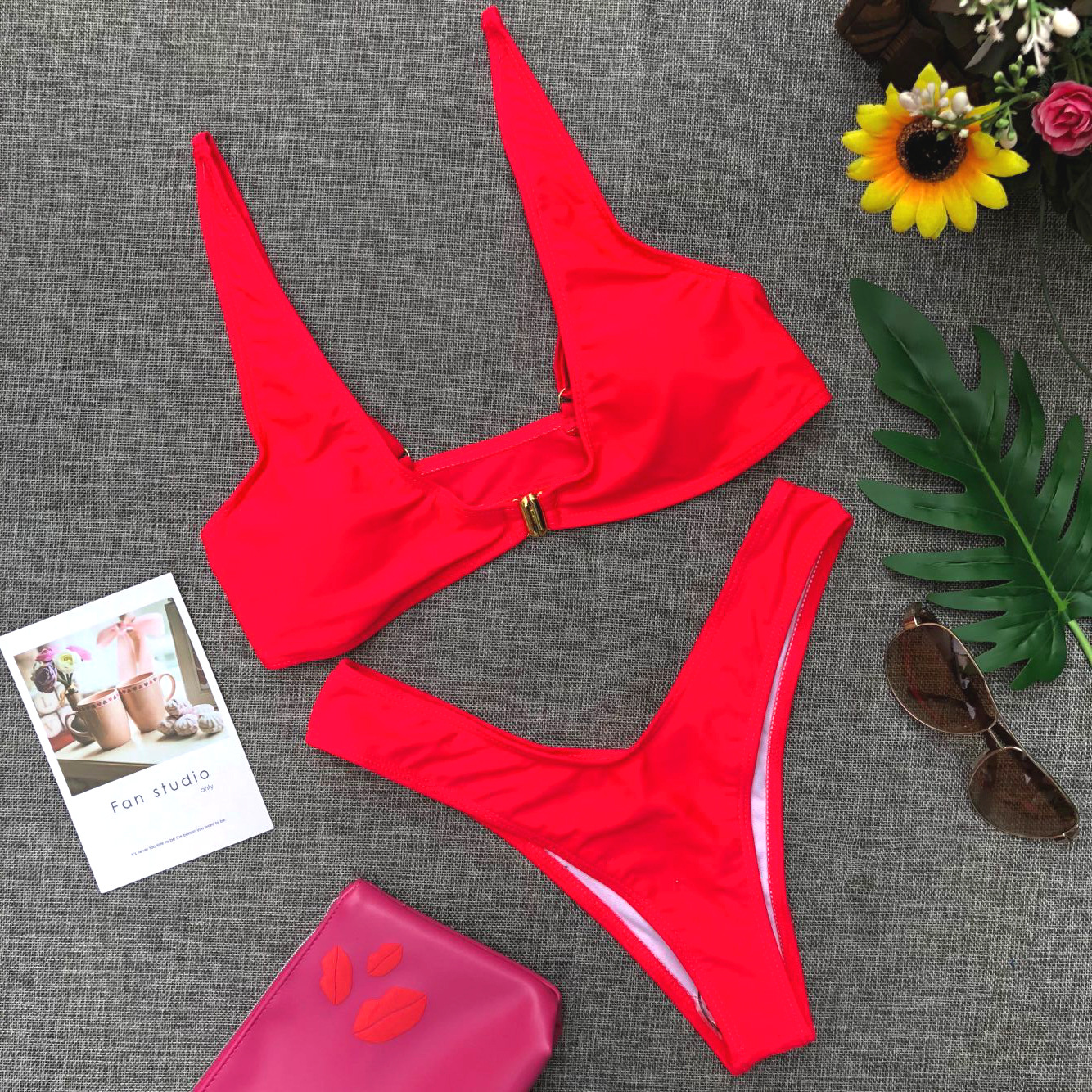 solid Color Split bikini two-piece Swimsuit nihaostyles wholesale clothes NSCMB96178