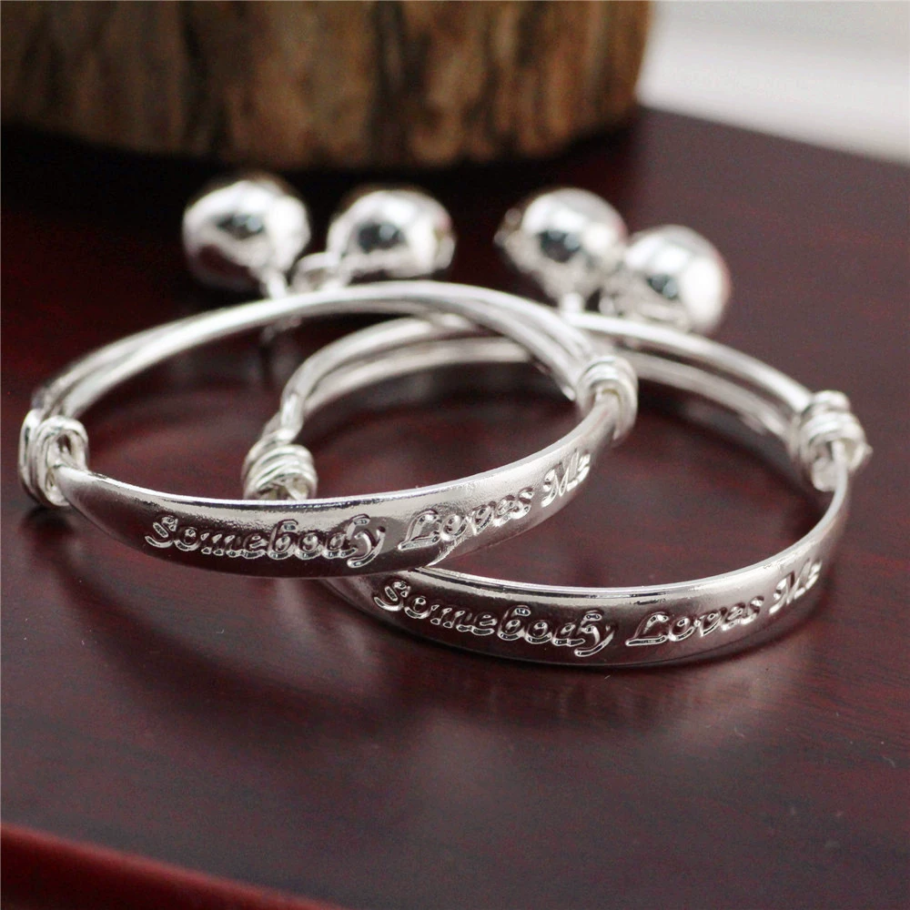 Новое посеребренное детское кольцо на руку с английскими буквами, детское милое кольцо на руку с принтом, трансграничное