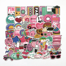 可愛卡通甜心少女行李箱筆記本電腦塗鴉二次元粉色系列貼紙