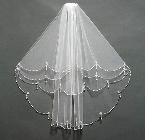 Exquisite handmade wedding veil bride short veil beaded beaded wedding headdress veil wholesale