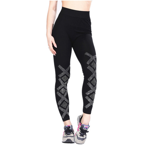2018 Seamless High-Elasticity Embroidered Diamond Leggings Outdoor Sports Nine-Tenths Pants