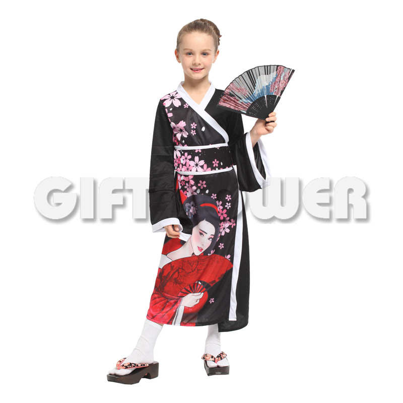 Stage performance costume, ethnic costume G-0351, Gorgeous little girl kimono, Halloween performance detail image 3
