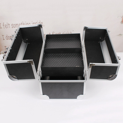 Manufactor Direct selling High-capacity major aluminium alloy Stripped of Party membership and expelled from public office Makeup box portable cosmetology Hairdressing Luxury black Makeup box