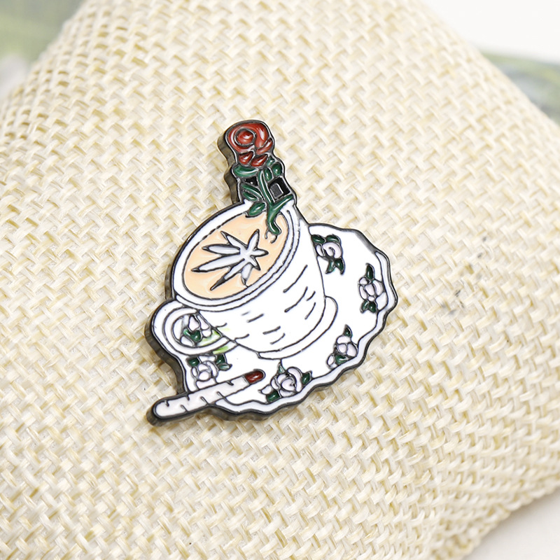 Fashion Brooch New Rose Coffee Cup Ok Gesture Punk Fun Brooch Jewelry Wholesale Nihaojewelry display picture 6