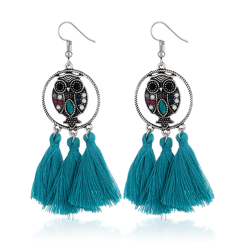 Crystal&CZ Fashion Geometric earring(Ancient silver ink blue) NHKQ1569-Ancient silver ink blue