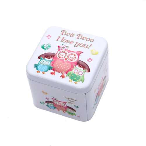 Creative square embossed metal tins packaging box for cartoon metal accessories Storage box for children