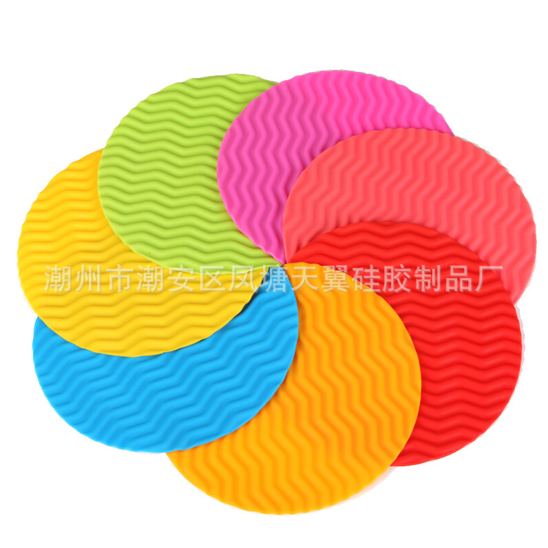practical silica gel Potholders 20CM circular Moire Mat Bowls mat Green Daily 5MM Thick insulating mat
