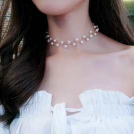 珍珠锁骨链女新娘简约短款项链女脖子饰品韩国项圈颈带韩版2511