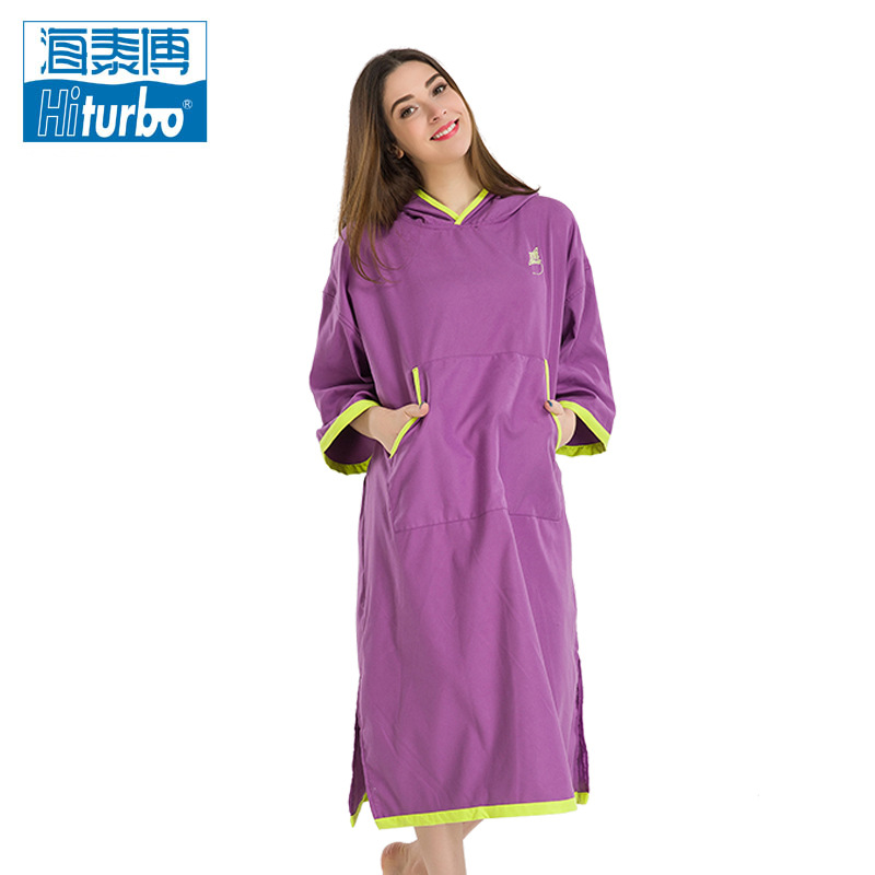 HAITABO (HITURBO) 비치 목욕 가운 다이빙 변화하는 옷 판초 망토 목욕 타월 방풍 따뜻한 옷