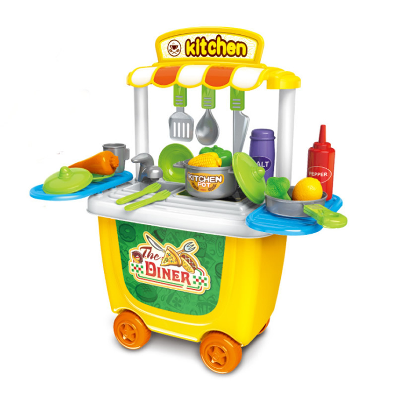 过家家玩具快餐车含31个配件有22种餐车用具一个收纳桶A7720|ms