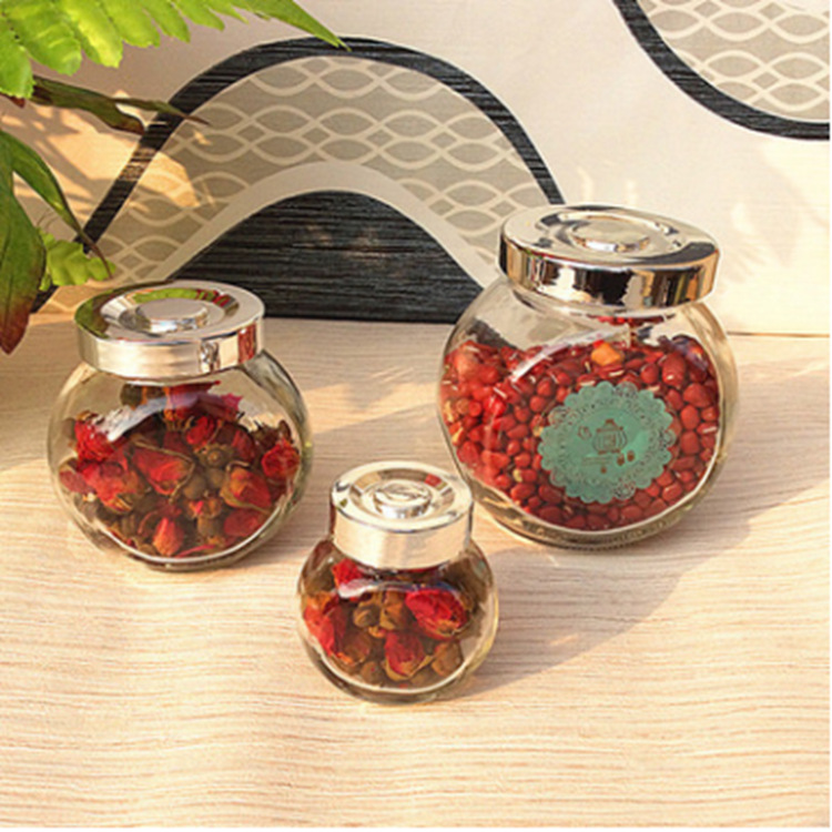 厂家供应现货喜糖瓶 180毫升电化铝盖子扁鼓喜蜜瓶 出口燕窝瓶