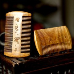 廠家批發正宗綠檀篦子篦箕防脫髮 密齒鬍子虱子木梳 刻LOGO梳子