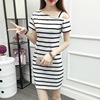 Summer long dress, fashionable top, sexy T-shirt, 2018, with short sleeve, open shoulders, slim fit, mid-length