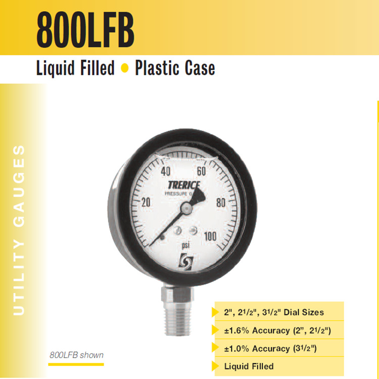 美国Trerice压力表Trerice 800LFB gauge 青铜可充油压力表