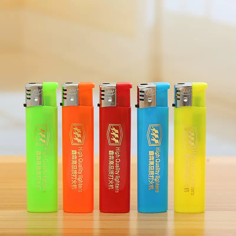 鑫犇008高品质明火塑料小圆机一次性打火机广告logo定制50只盒装