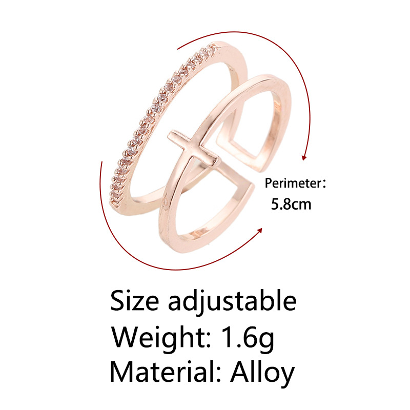 Rose Gold Cross-Studded Ring
