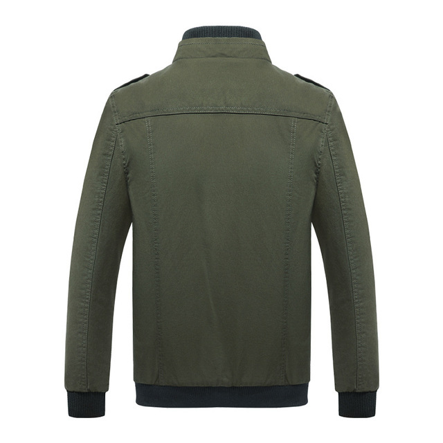 Autumn and winter men’s stand collar pure cotton washed and plush thickened military jacket male