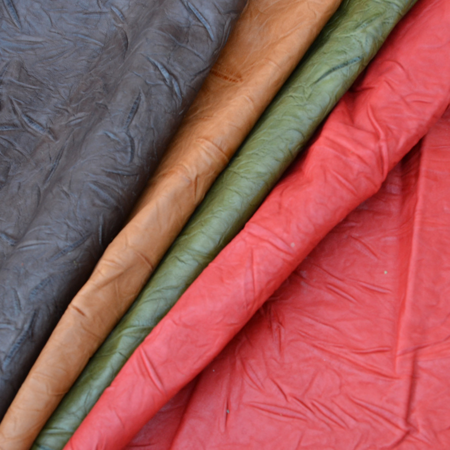 现货库存压皱纹双色头层牛皮