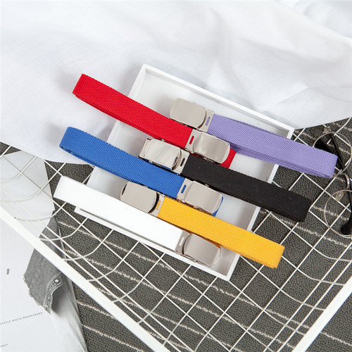 New canvas thin belt, smooth buckle student decorative belt, versatile decorative belt for gowns and dresses