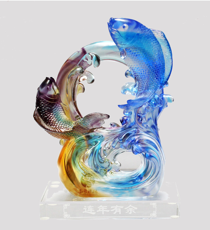 琉璃鱼摆件年年有余家居饰品酒店客厅玄关桌面商务乔迁生日礼品