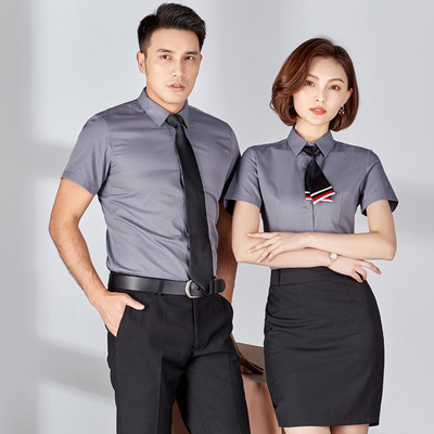 men and women Same item Short sleeved shirt summer Business Suits business affairs coverall Men's SHIRT COTTON Customizable LOGO