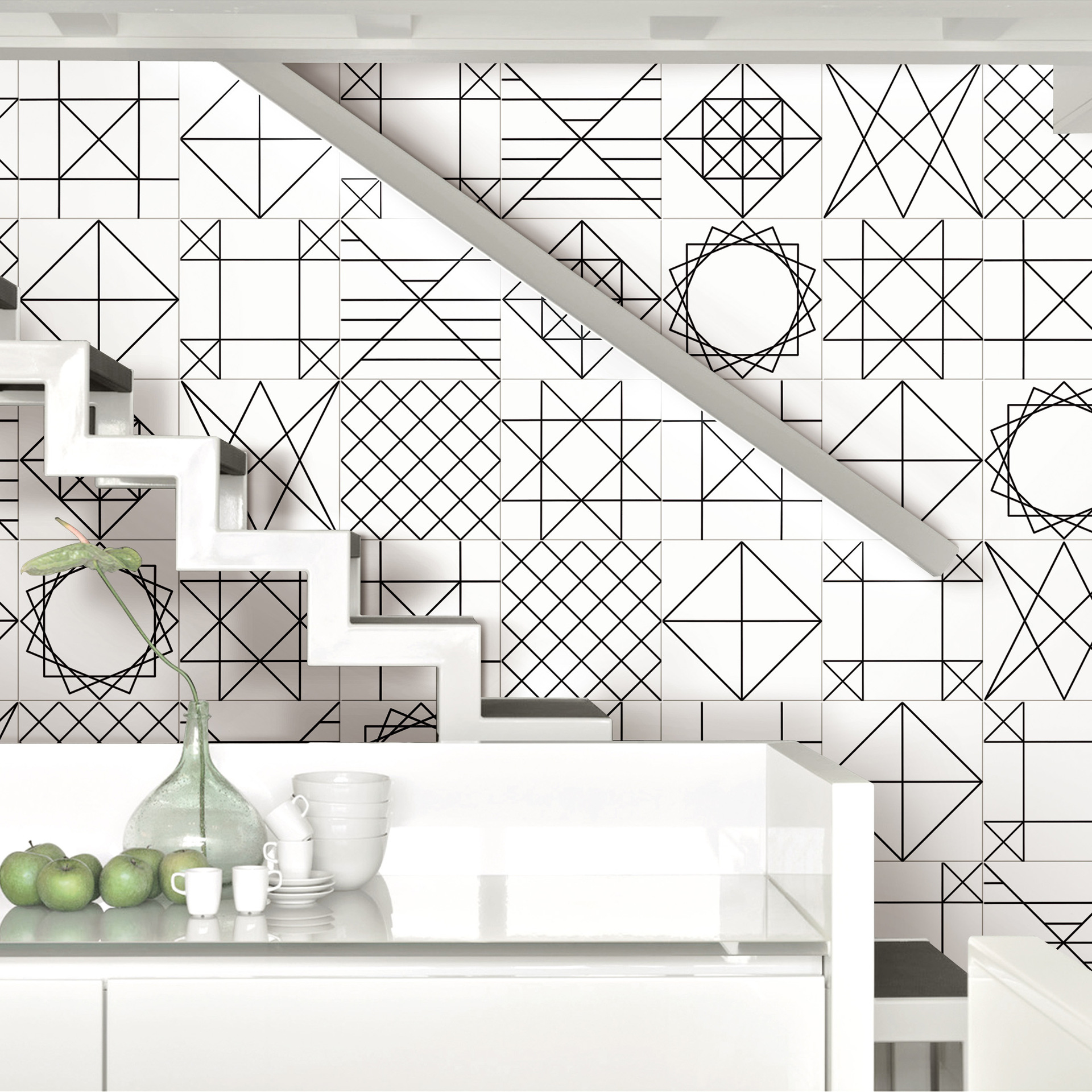 黑白花砖300 北欧简约现代几何卫生间墙地砖阳台仿古水泥厨房瓷砖